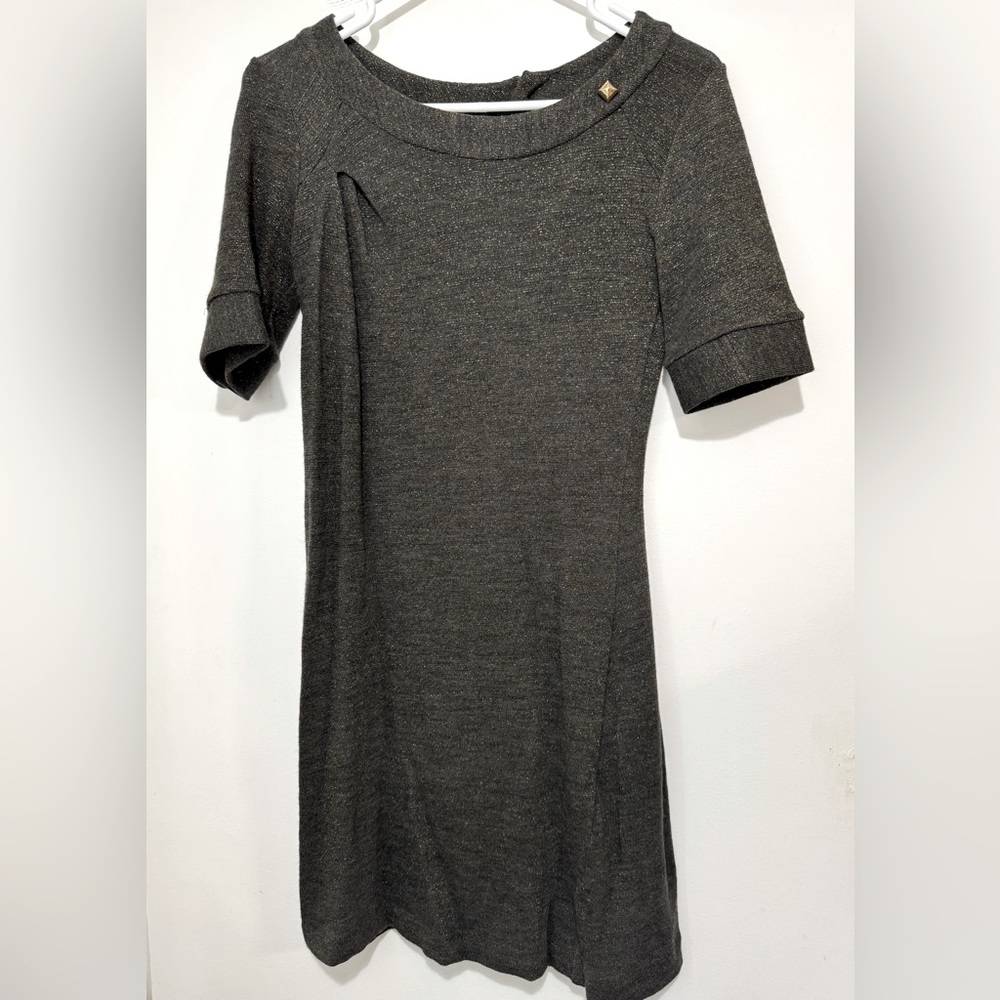 Lewis Cho Metallic Dress with Gold Buttons Size P